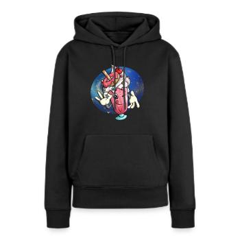 Milkshake Boisson au lait Cadeau au lait - Sweat à capuche Premium bio Femme - noir - Devant - Julia (174cm)