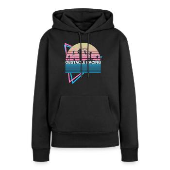 Course d’obstacles rétro - Sweat à capuche Premium bio Femme - noir - Devant - Julia (174cm)