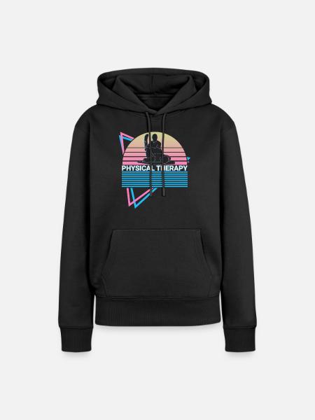 Physiotherapie Retro - Frauen Premium Bio Hoodie - Schwarz