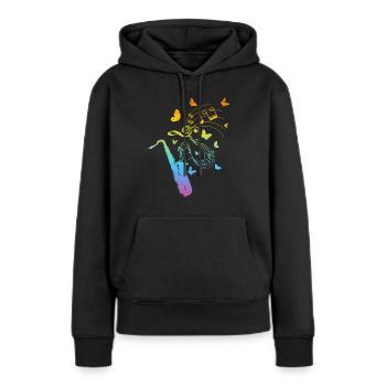 Saxophonist Saxophone Player Saxophone Butterflies - Frauen Premium Bio Hoodie - Schwarz - Vorne - Julia (174cm)