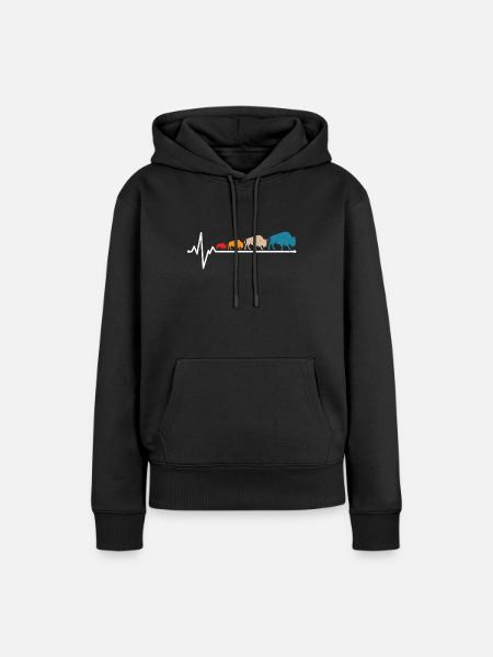 Bison - Frauen Premium Bio Hoodie - Schwarz