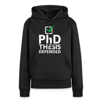 La thèse défend le titre de doctorat - Sweat à capuche Premium bio Femme - noir - Devant - Julia (174cm)