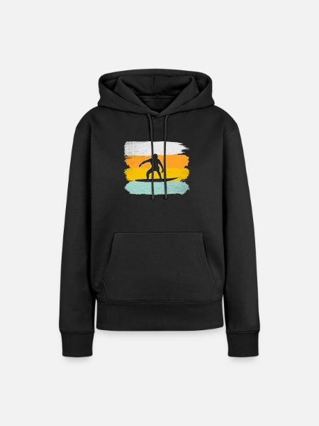 Surfen Retro - Frauen Premium Bio Hoodie - Schwarz