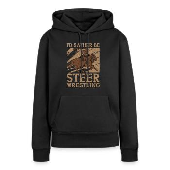 Steer Wrestling Je préfère être des chevaux Veau Roping - Sweat à capuche Premium bio Femme - noir - Devant - Julia (174cm)