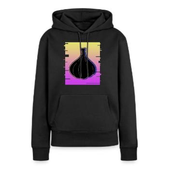 Ail Retro Knobi Gousses d’ail - Sweat à capuche Premium bio Femme - noir - Devant - Julia (174cm)