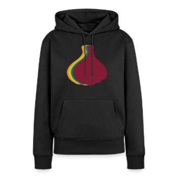 Ail Retro Gousses d’ail - Sweat à capuche Premium bio Femme - noir - Devant - Julia (174cm)