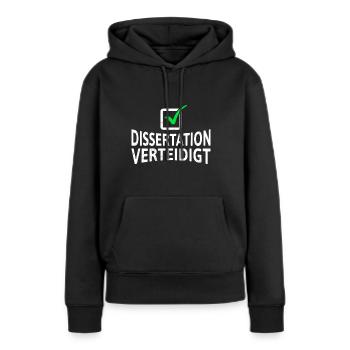 La thèse défend le titre de doctorat - Sweat à capuche Premium bio Femme - noir - Devant - Julia (174cm)