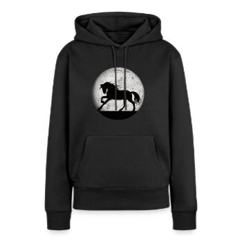 Pferde und Reiten. Reitmode für Pferdefreunde - Frauen Premium Bio Hoodie - Schwarz - Vorne - Julia (174cm)