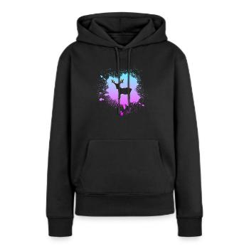 Élan - Sweat à capuche Premium bio Femme - noir - Devant - Julia (174cm)