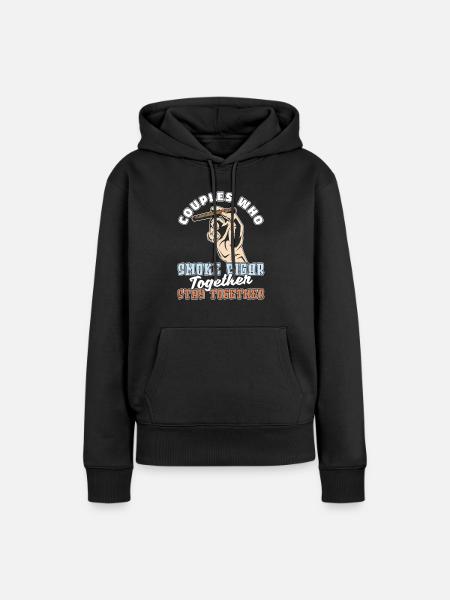 Zigarre Paar - Frauen Premium Bio Hoodie - Schwarz