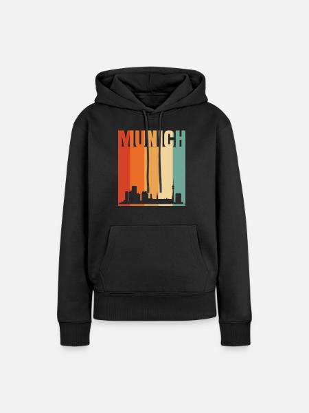 Munich Skyline - Frauen Premium Bio Hoodie - Schwarz