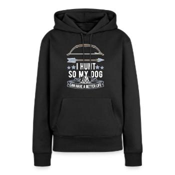 Chasse à l’arc Chien chasseur à l’arc - Sweat à capuche Premium bio Femme - noir - Devant - Julia (174cm)