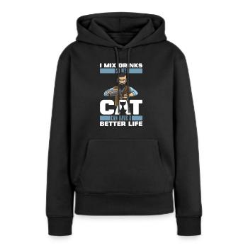 Barman Barman Cat Barman - Sweat à capuche Premium bio Femme - noir - Devant - Julia (174cm)