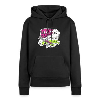 Valentinstag - Stay Single - Anti Valentine - Frauen Premium Bio Hoodie - Schwarz - Vorne - Julia (174cm)