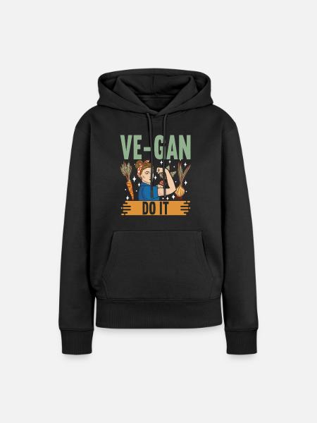 Vegan Vegetarier - Frauen Premium Bio Hoodie - Schwarz