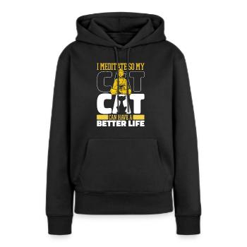 Meditation Meditieren Katze - Frauen Premium Bio Hoodie - Schwarz - Vorne - Julia (174cm)