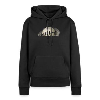 Saturne - Sweat à capuche Premium bio Femme - noir - Devant - Julia (174cm)