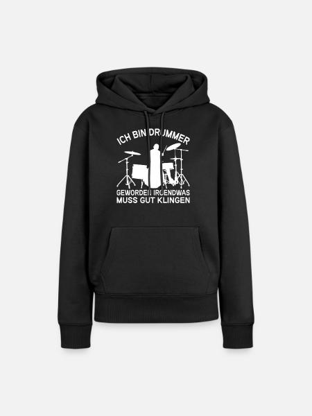 Drummer Drumsticks Schlagzeug Musiker - Frauen Premium Bio Hoodie - Schwarz