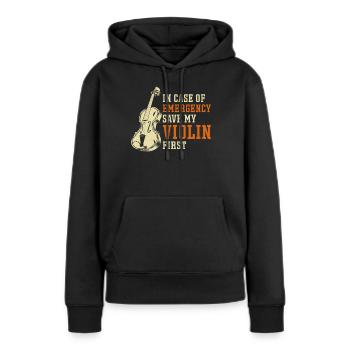 Violoniste en cas de - Sweat à capuche Premium bio Femme - noir - Devant - Julia (174cm)