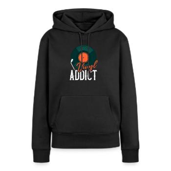 Vinyl Addict Audiophiler Musikliebhaber - Frauen Premium Bio Hoodie - Schwarz - Vorne - Julia (174cm)