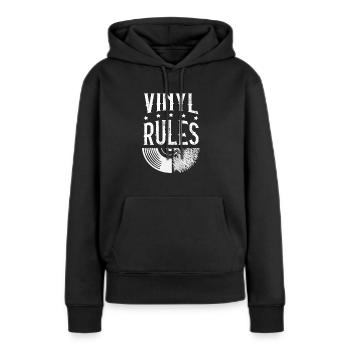 Règles du vinyle Audiophile - Sweat à capuche Premium bio Femme - noir - Devant - Julia (174cm)