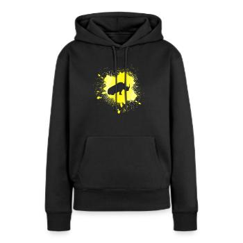 Nashorn - Frauen Premium Bio Hoodie - Schwarz - Vorne - Julia (174cm)