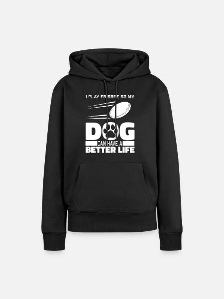 Frisbee Hund - Frauen Premium Bio Hoodie - Schwarz