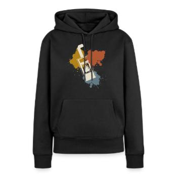 Kamin Ofen Retro Kaminofen - Frauen Premium Bio Hoodie - Schwarz - Vorne - Julia (174cm)