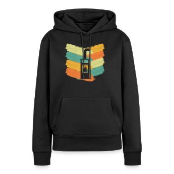 Poêle à bois cheminée rétro poêle - Sweat à capuche Premium bio Femme - noir - Devant - Julia (174cm)