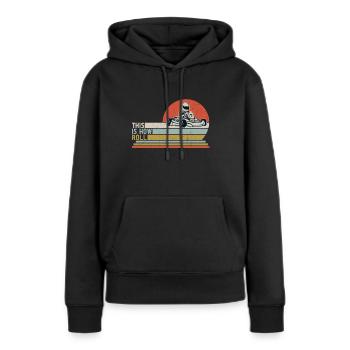 Faire du karting - Sweat à capuche Premium bio Femme - noir - Devant - Julia (174cm)