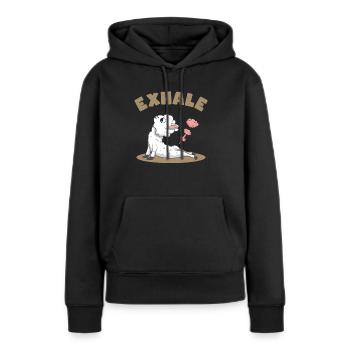Yoga Lama inspire et expire - Sweat à capuche Premium bio Femme - noir - Devant - Julia (174cm)