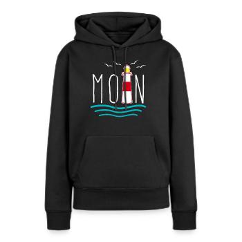 Moin Leuchtturm Norddeutschland - Frauen Premium Bio Hoodie - Schwarz - Vorne - Julia (174cm)