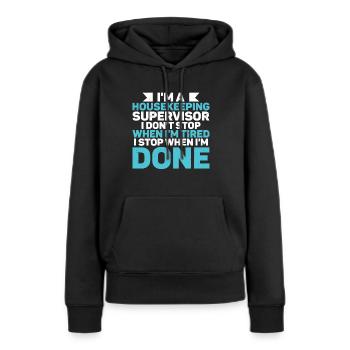 Haushalt - Frauen Premium Bio Hoodie - Schwarz - Vorne - Julia (174cm)