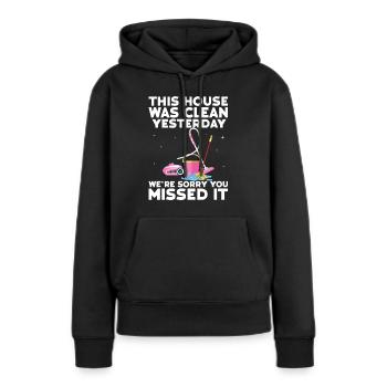 Haushalt - Frauen Premium Bio Hoodie - Schwarz - Vorne - Julia (174cm)