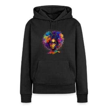 Afro Cheveux Afro Américain Femme Africaine - Sweat à capuche Premium bio Femme - noir - Devant - Julia (174cm)