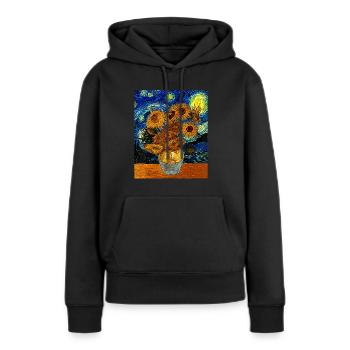 Vincent van Gogh Sternennacht Sonnenblumenkunst Berühmt - Frauen Premium Bio Hoodie - Schwarz - Vorne - Julia (174cm)