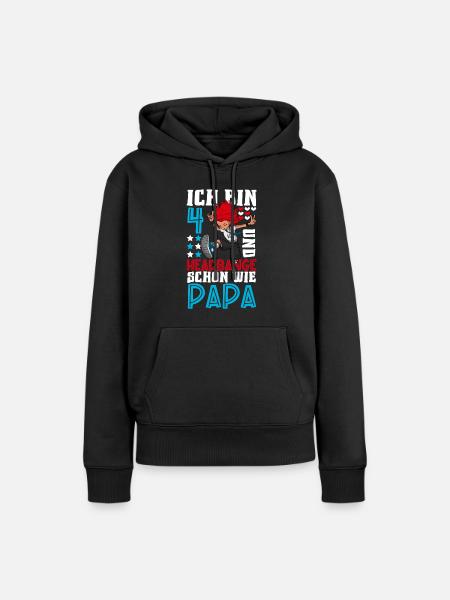 Ich bin 4 - Mädchen Rocker - Frauen Premium Bio Hoodie - Schwarz
