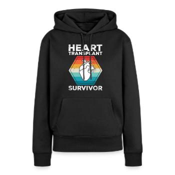 Rétro du rétablissement des survivants d’une transplantation cardiaque - Sweat à capuche Premium bio Femme - noir - Devant - Julia (174cm)