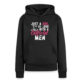 Champ pétrolifère - Sweat à capuche Premium bio Femme - noir - Devant - Julia (174cm)