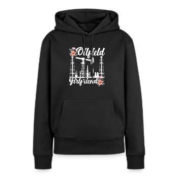 Champ pétrolifère - Sweat à capuche Premium bio Femme - noir - Devant - Julia (174cm)