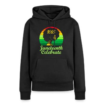 Afro Cheveux Afro Américain Femme Africaine - Sweat à capuche Premium bio Femme - noir - Devant - Julia (174cm)