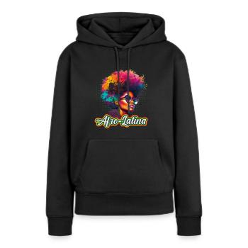 Afro Cheveux Afro Latina Femme Africaine - Sweat à capuche Premium bio Femme - noir - Devant - Julia (174cm)