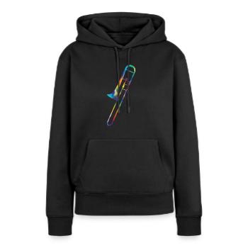 Trombone - Sweat à capuche Premium bio Femme - noir - Devant - Julia (174cm)