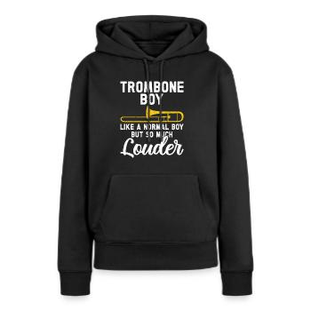 Trombone - Sweat à capuche Premium bio Femme - noir - Devant - Julia (174cm)