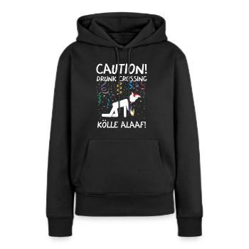 Costume de Carnaval Kölle Alaaf Cologne Attention Ivre - Sweat à capuche Premium bio Femme - noir - Devant - Julia (174cm)