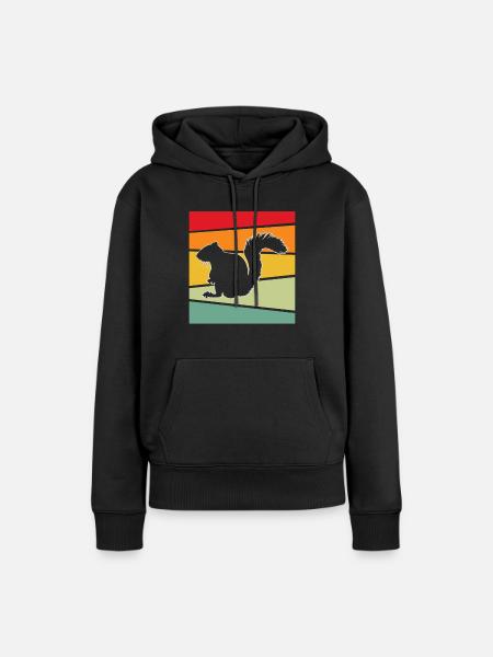 Eichhörnchen retro - Frauen Premium Bio Hoodie - Schwarz