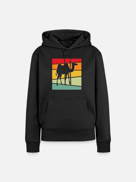 Kamel Retro - Frauen Premium Bio Hoodie - Schwarz