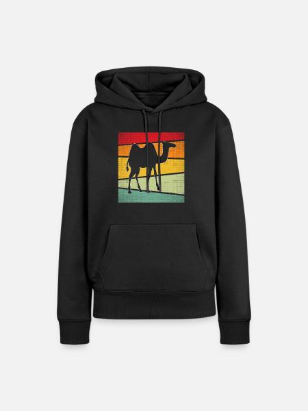 Kamel Retro - Frauen Premium Bio Hoodie - Schwarz