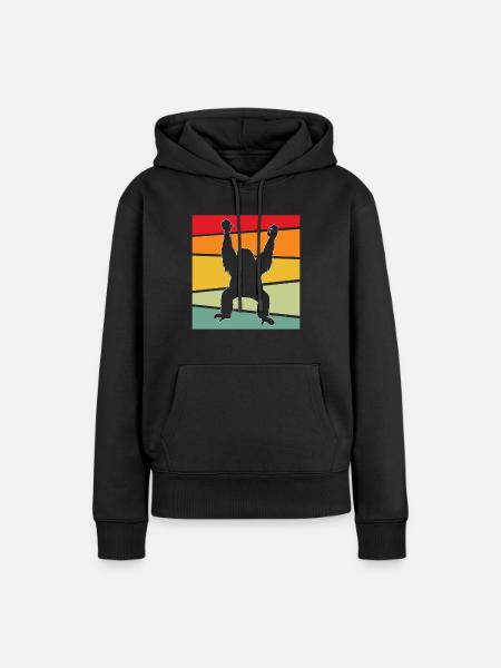 Orang Utan Retro - Frauen Premium Bio Hoodie - Schwarz