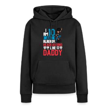 Ich bin 10 - Jungen Rocker - Frauen Premium Bio Hoodie - Schwarz - Vorne - Julia (174cm)